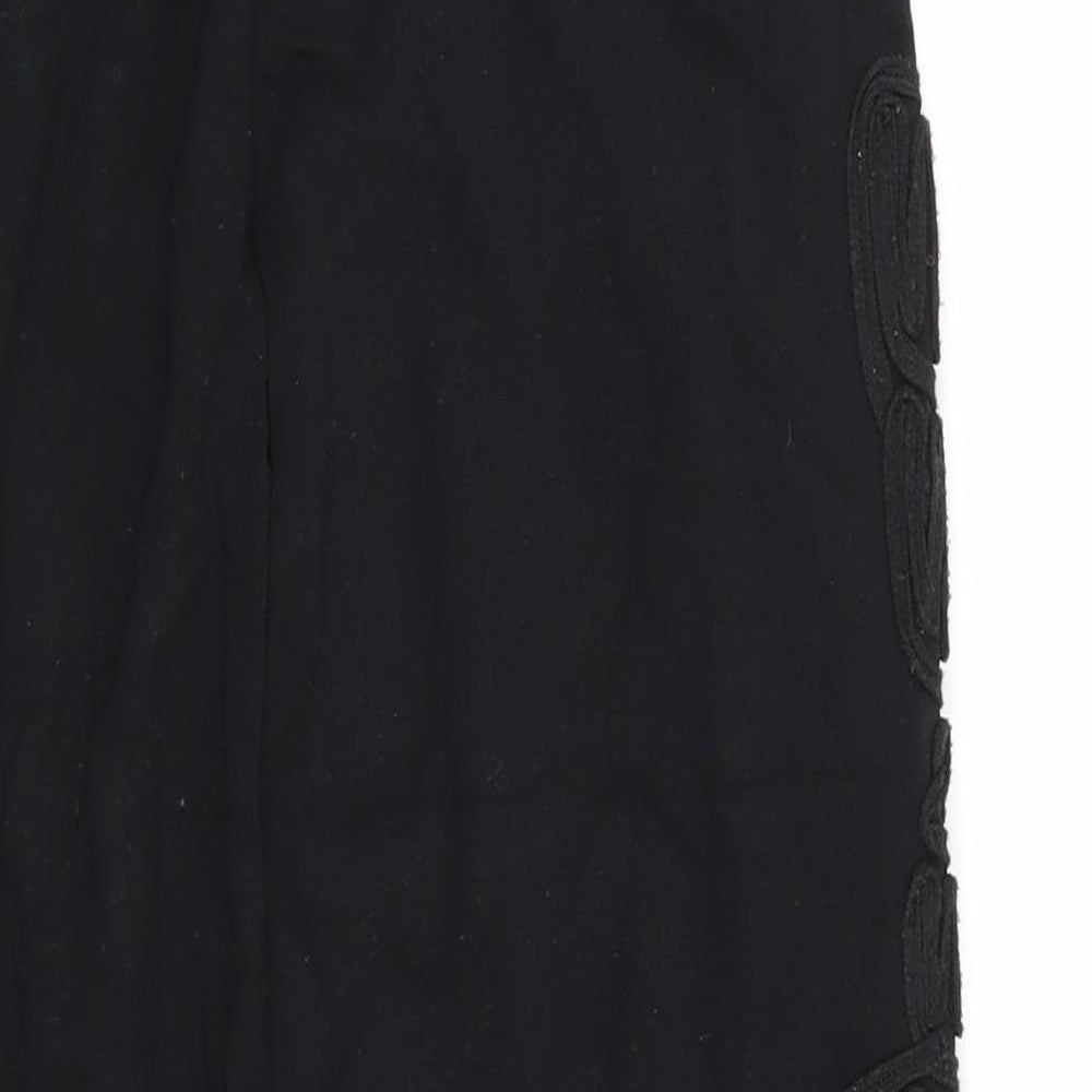 Brand and care label for Miss Selfridge women’s black geometric straight & pencil skirt, size UK 8, - stretch waistband