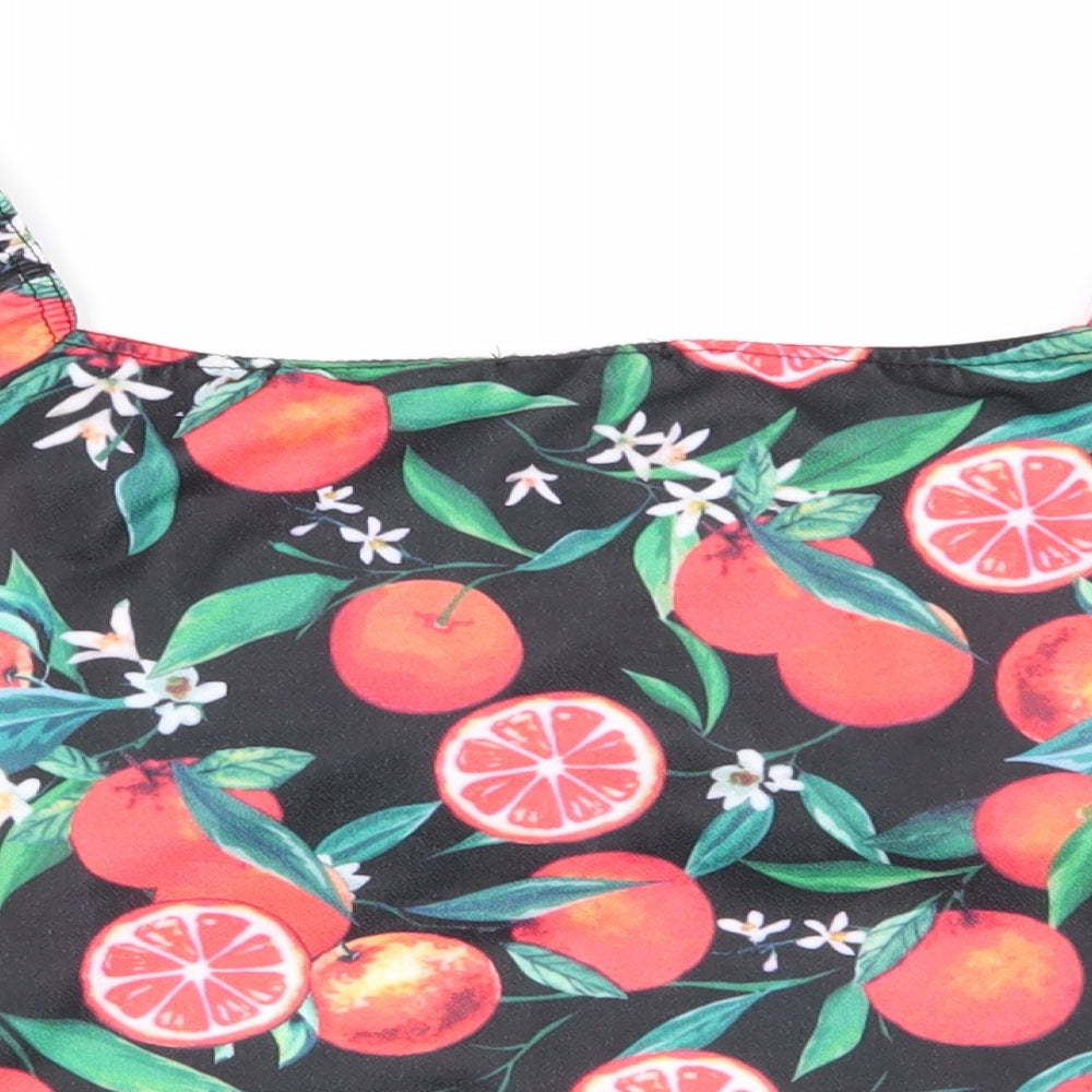 Boohoo Womens Multicoloured Geometric Basic Blouse Size 12