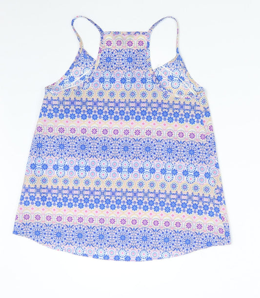 New Look Womens Blue Geometric Camisole Tank Size 8
