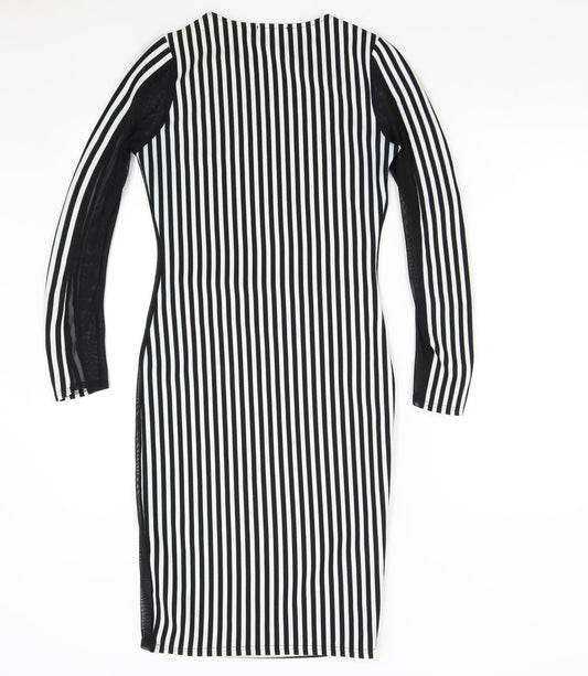 Ribbon Womens Multicoloured Striped Bodycon Size 8