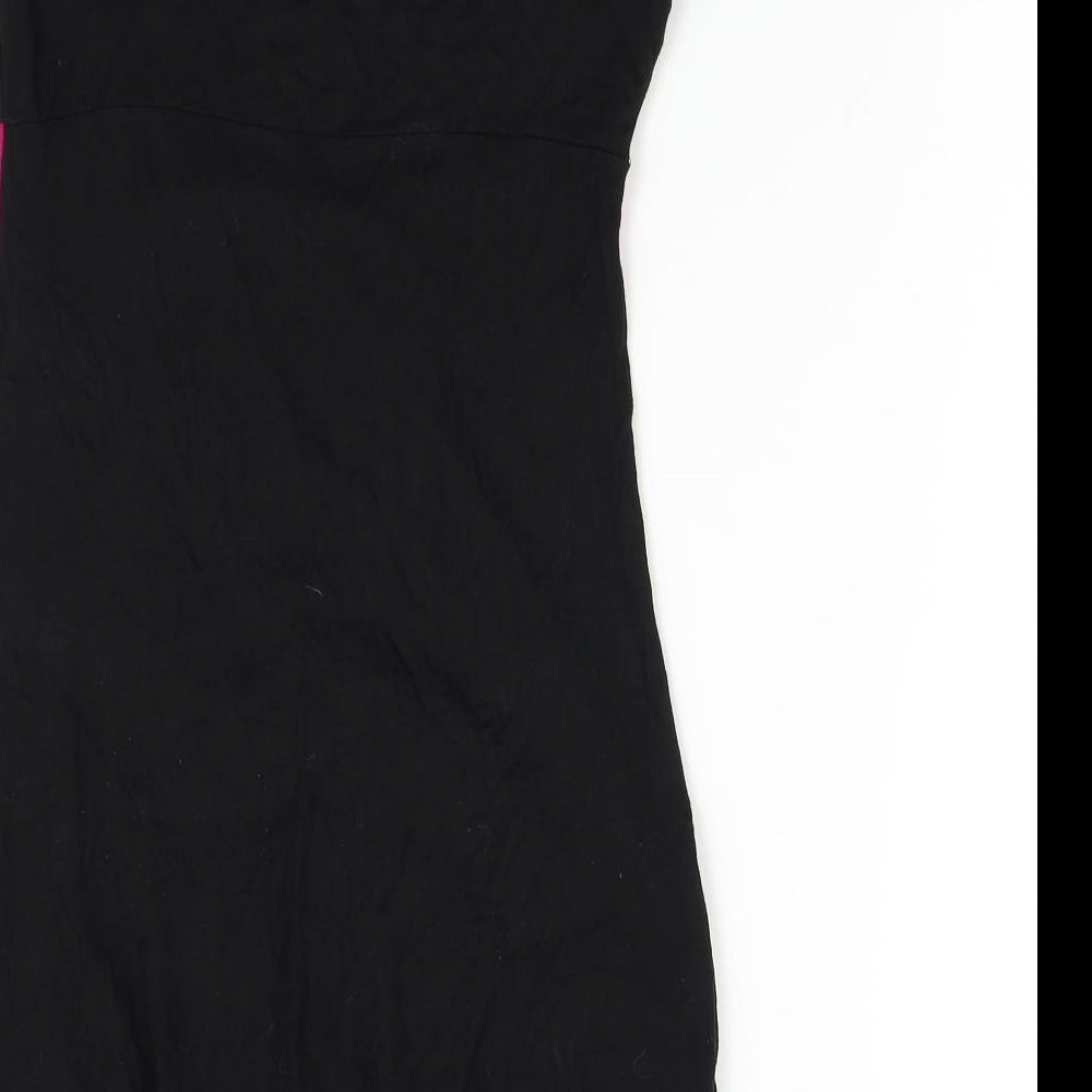 Brand and care label for Evita women’s black slip dress, size UK 10
