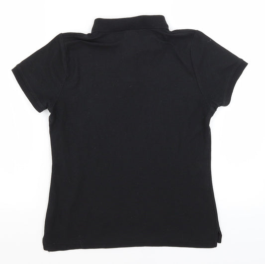 Womens UK Size M Fruit of the Loom Black Basic Polo