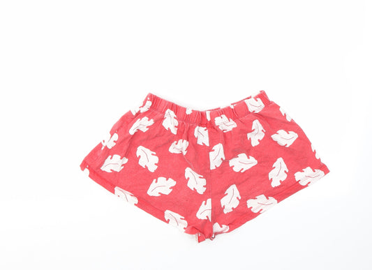 PRIMARK Womens Red Cut-Off Shorts Size 10 - STRECHY WAISTBAND