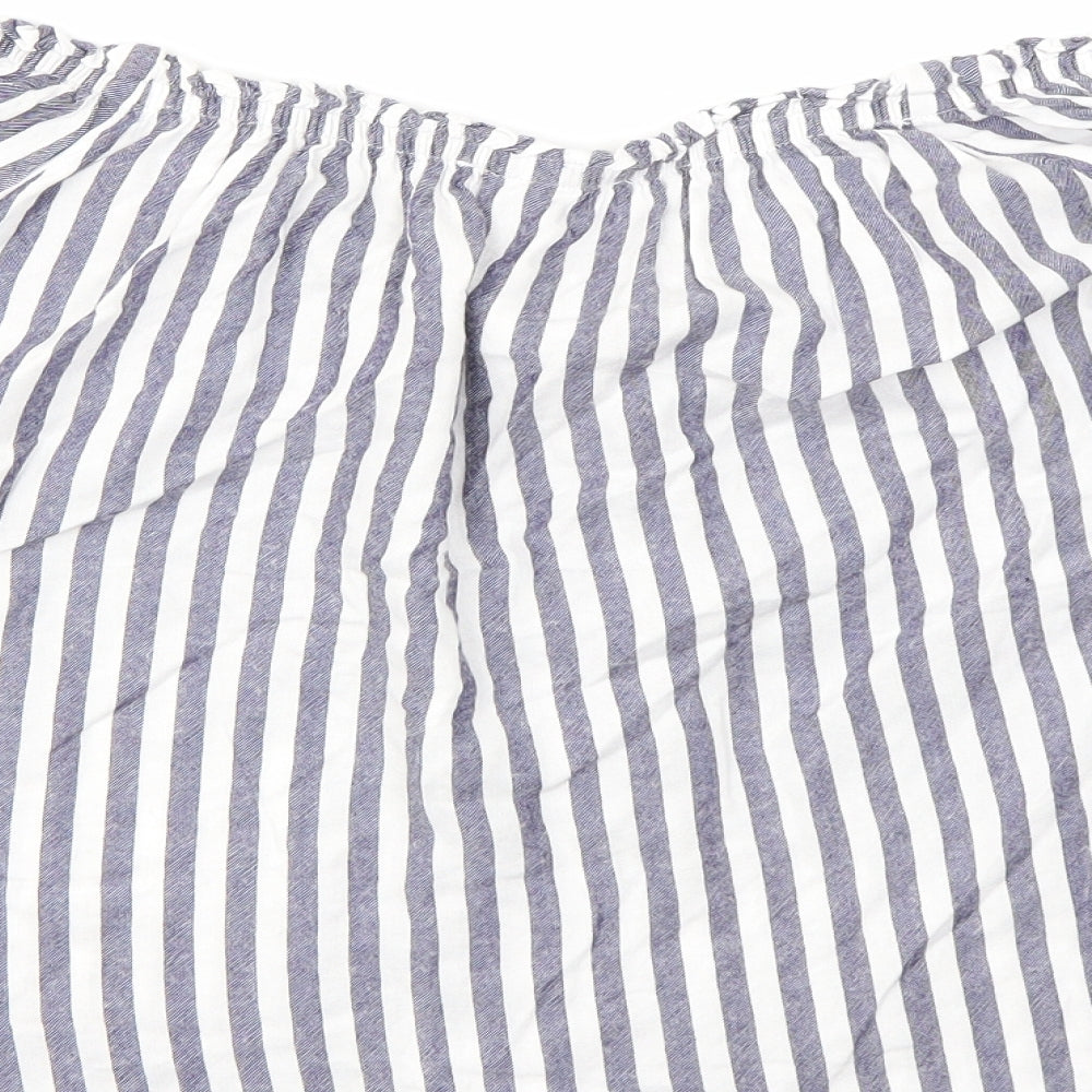 Primark Womens Ivory Striped Basic T-Shirt Size 10