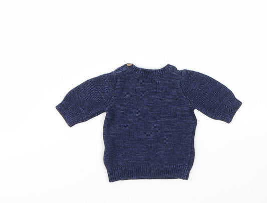 F&F Boys Blue Houndstooth Pullover Jumper Size 0-3 Months