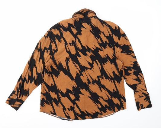 George Womens Brown Geometric Basic T-Shirt Size 8