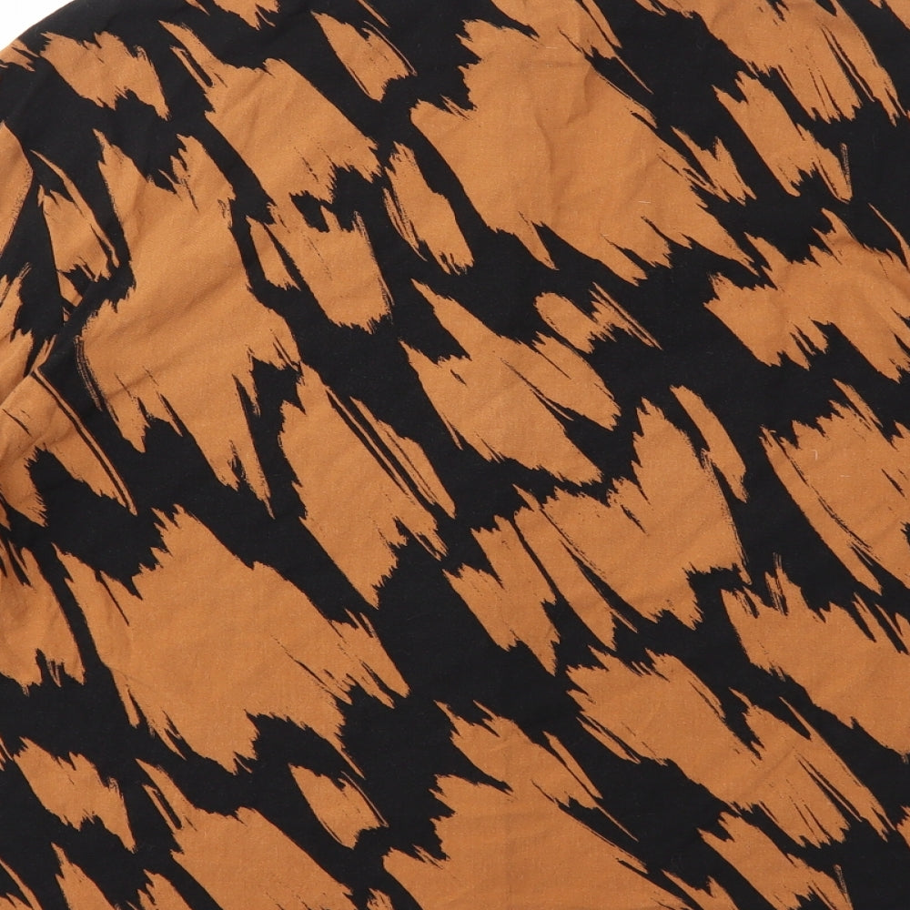 George Womens Brown Geometric Basic T-Shirt Size 8