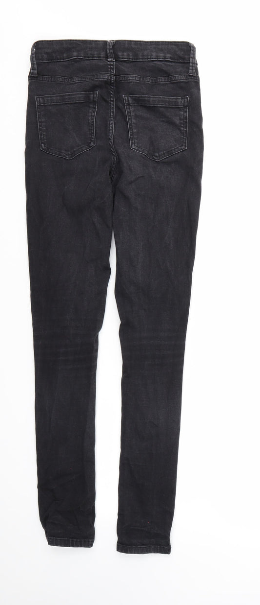 Back view of Oasis women’s black skinny jeans, size UK 8, 29-inch leg