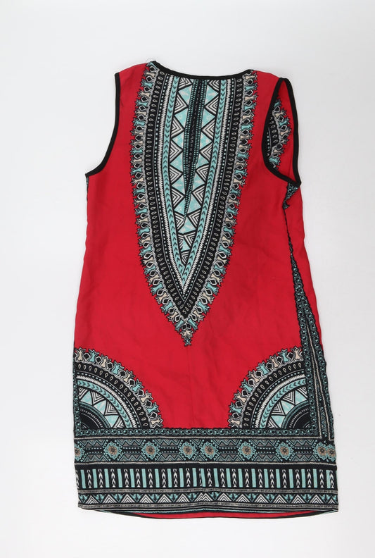 Band of Gypsies Womens Red Geometric A-Line Size S