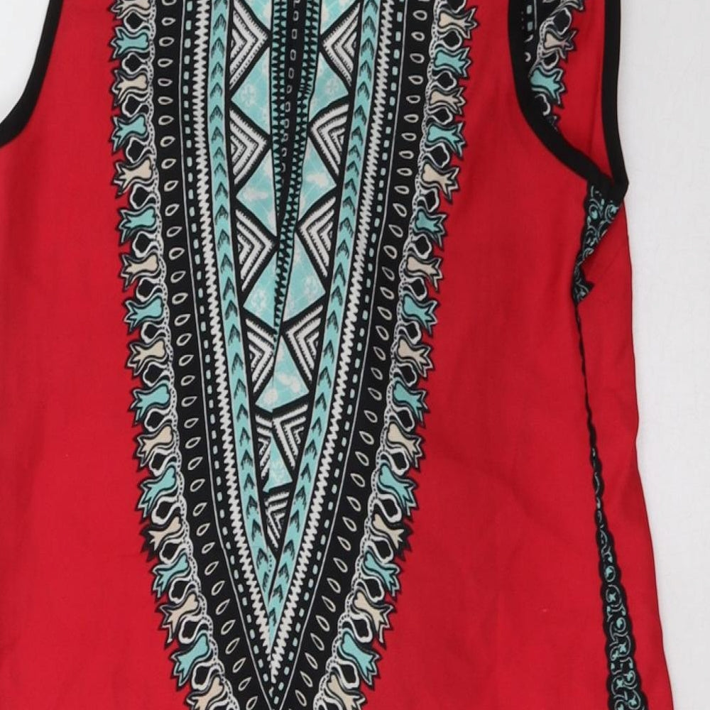 Brand and care label for Band of Gypsies women’s red geometric a-line, size S