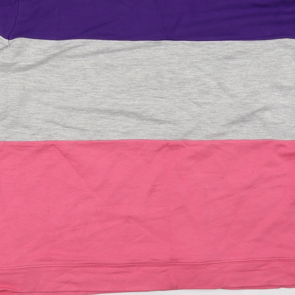 Brand and care label for Oasis women’s pink pullover sweatshirt, size M