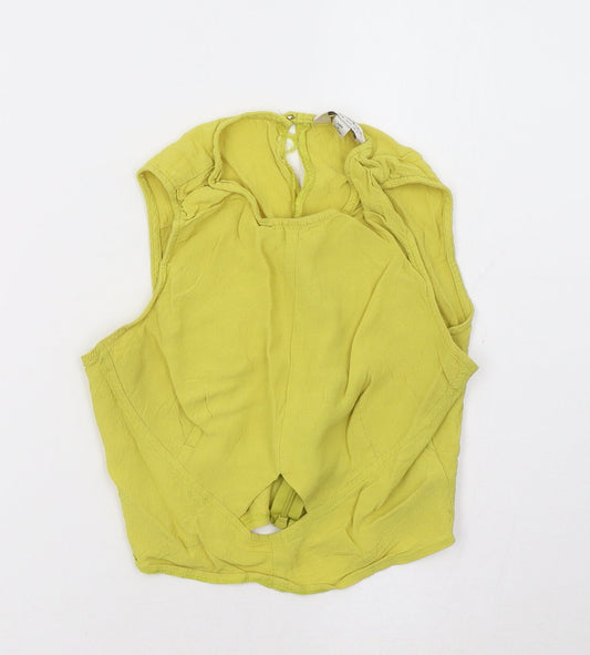 Womens UK Size 10 Miss Selfridge Yellow Cropped Tank
