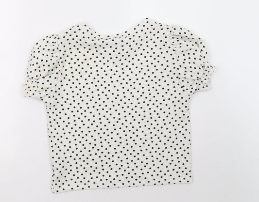 Primark Womens White Polka Dot Basic T-Shirt Size 8