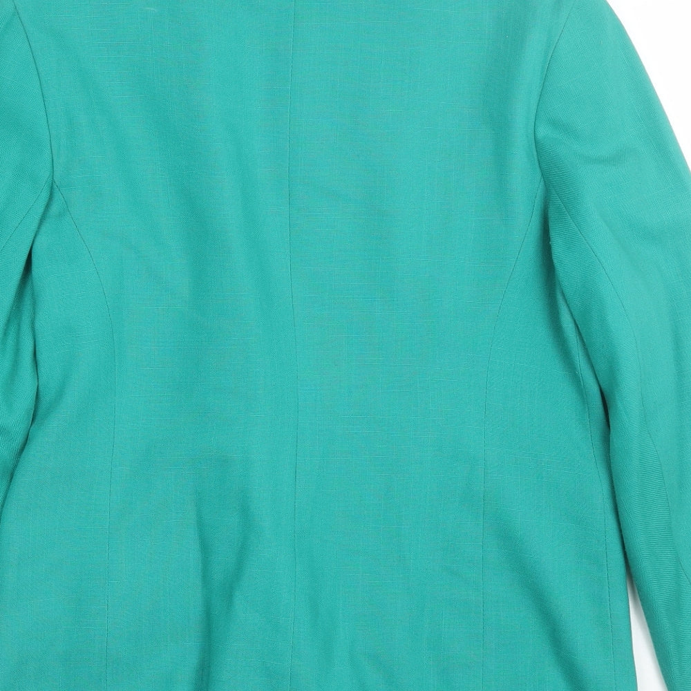 Brand and care label for Compliments women’s green jacket suit, size UK 16