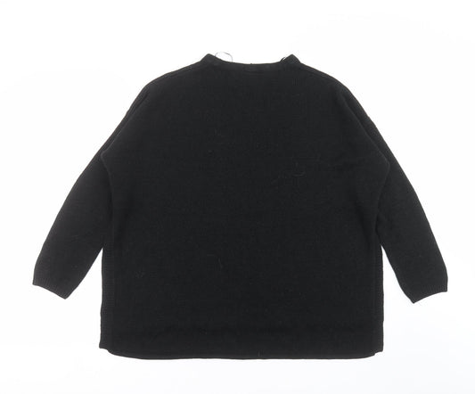 Divided by H&M Womens Black Knit Pullover Jumper Size M - side splits