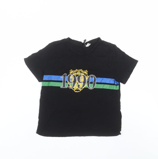 Womens UK Size S Divided by H&M Black Basic T-Shirt