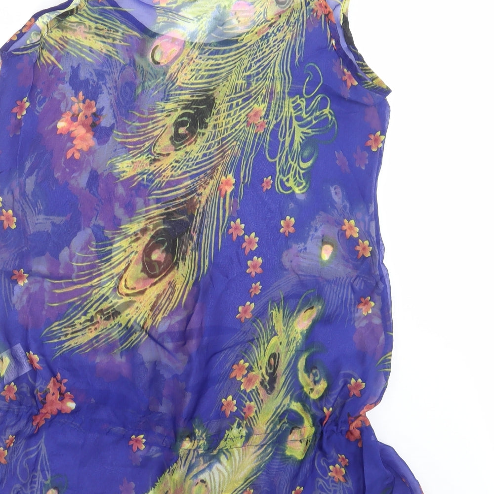 Brand and care label for Tokiyo women’s blue floral basic blouse, size UK 10