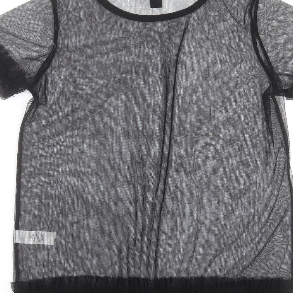 Primark Womens Black Basic Blouse Size 10 - sheer