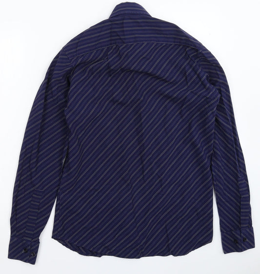 Mens UK Collar Size S Burton Smart Blue Dress Shirt