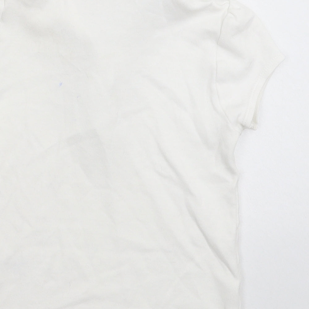 Brand and care label for George boys’ white basic polo, size 6-7, years