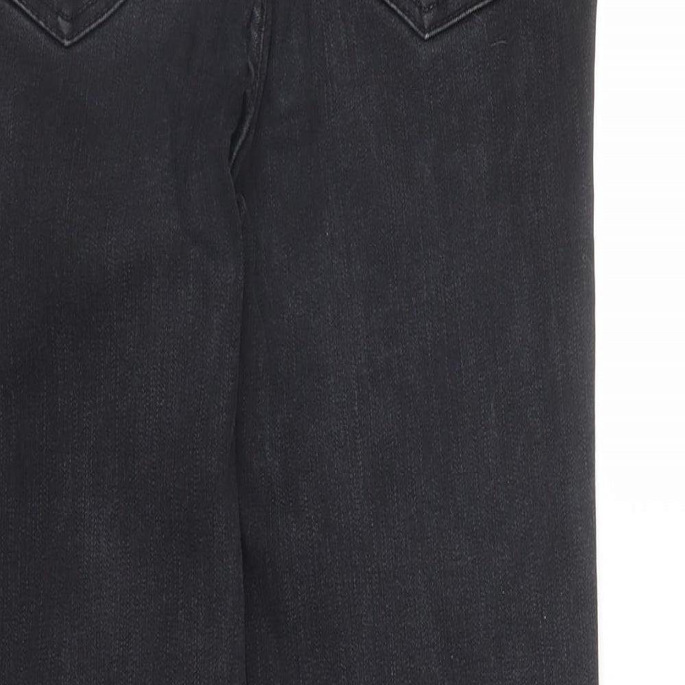 Brand and care label for New Look women’s black denim skinny jeans, size UK 10, 25-inch leg