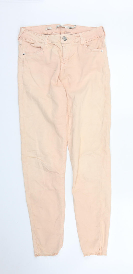 Womens UK Size S Bershka Regular Fit Skinny Pink Jeans