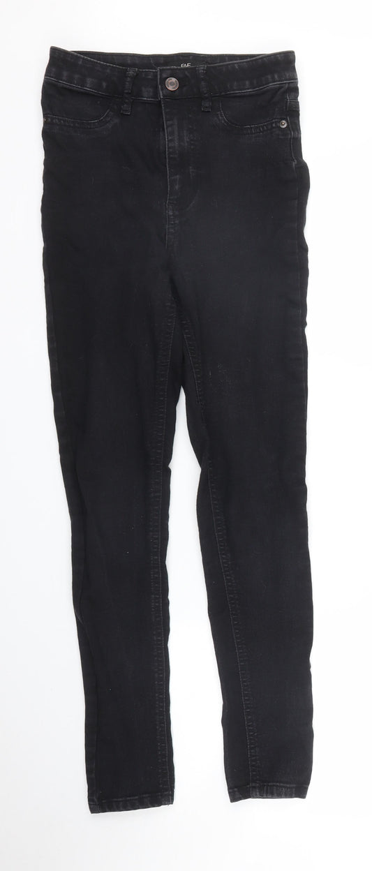 Additional front view of F&F women’s black denim skinny jeans, size UK 6, 26-inch leg