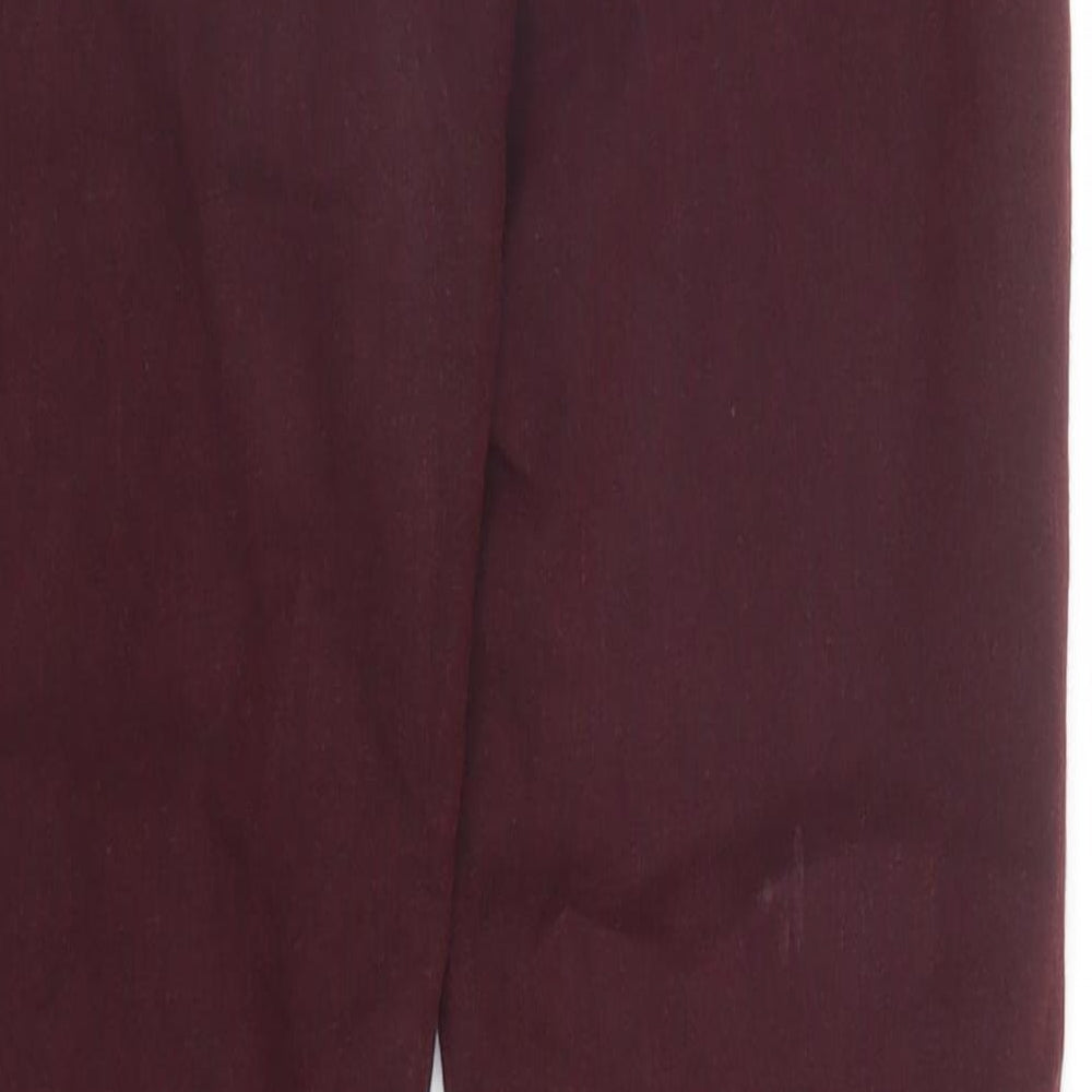 Brand and care label for Topshop women’s purple denim skinny jeans, size UK 26, in, 29-inch leg