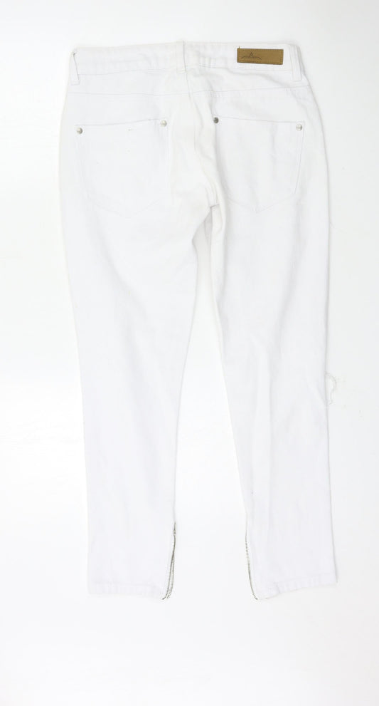 Womens UK Size 8 Preworn Regular Fit Skinny White Jeans
