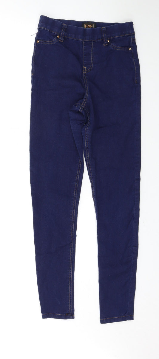 Additional front view of F&F women’s blue skinny jeans, size UK 8, 28-inch leg
