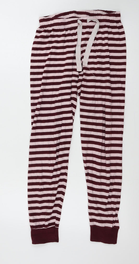 Additional front view of Love To Lounge women’s brown striped sweatpants, size XS, 24-inch leg
