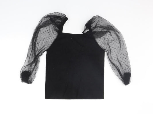 Apricot Womens Black Polka Dot Pullover Jumper Size M - slight bobble