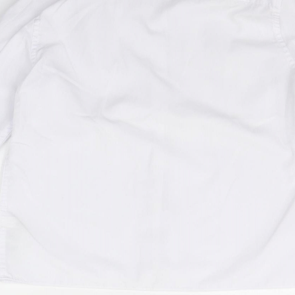 Brand and care label for Marks & Spencer girls’ white basic button-up, size 10-11, years