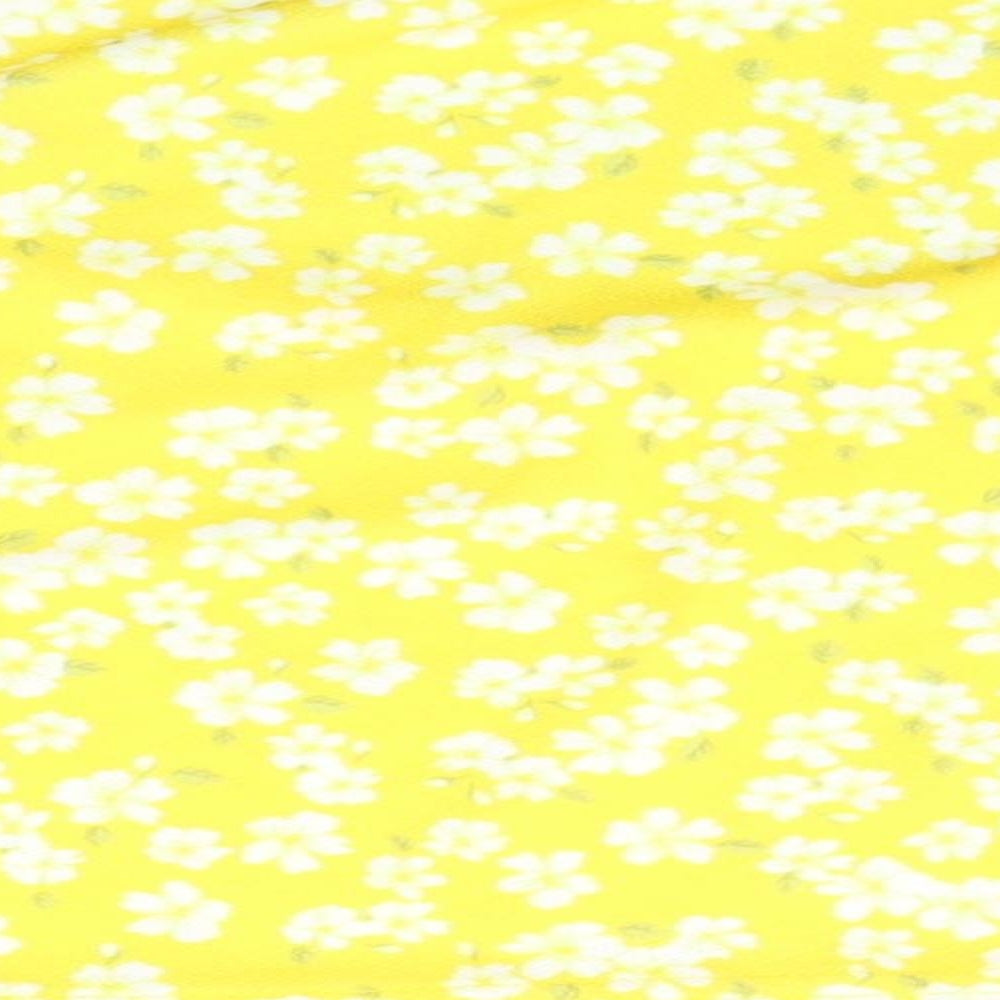 Boohoo Womens Yellow Floral Basic T-Shirt Size 10