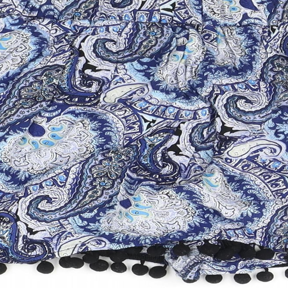 Select Womens Blue Geometric  Cut-Off Shorts Size 10