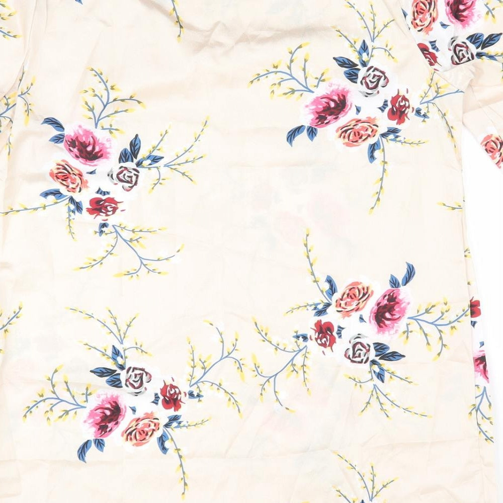 Preworn Womens Ivory Floral A-Line Size L - Satin feel red flowers