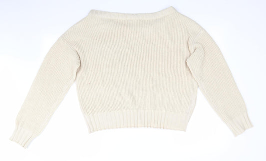 Womens UK Size M Nasty Gal Beige Pullover Jumper