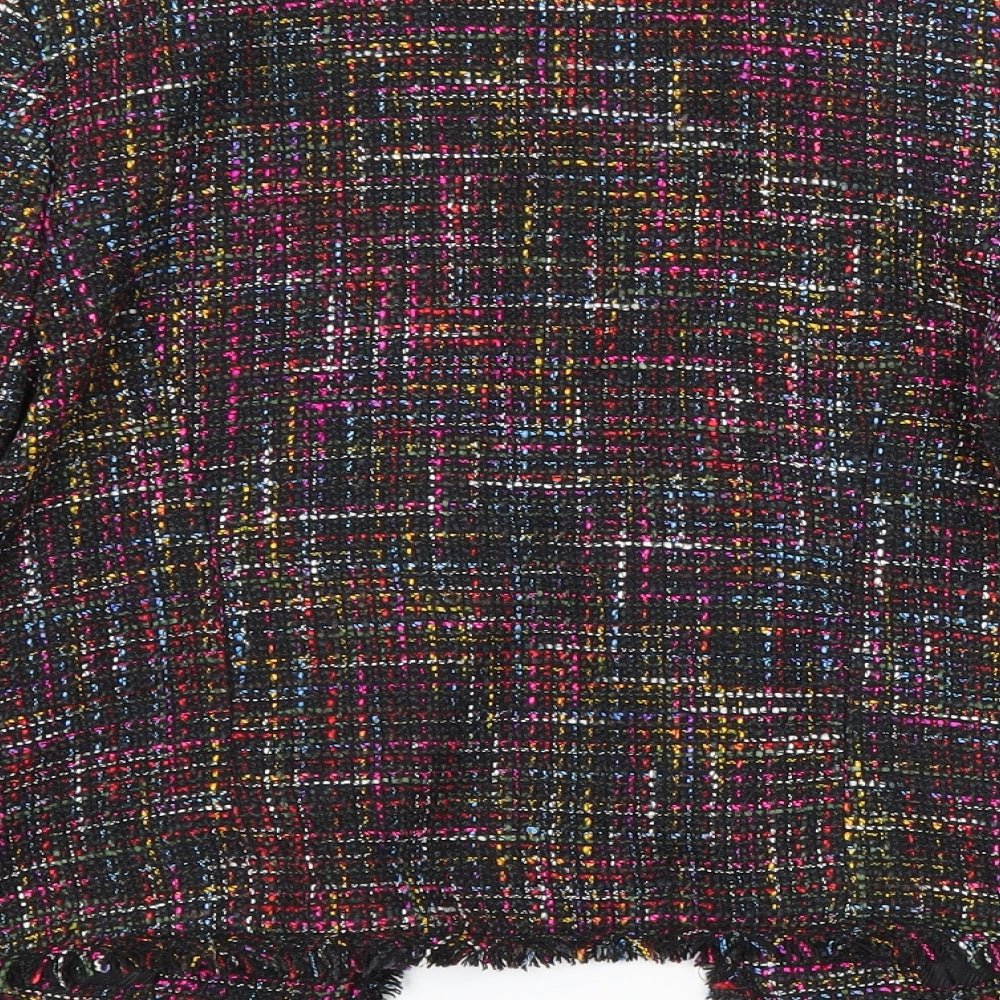 Brand and care label for H&M women’s multicoloured check jacket blazer, size UK 6