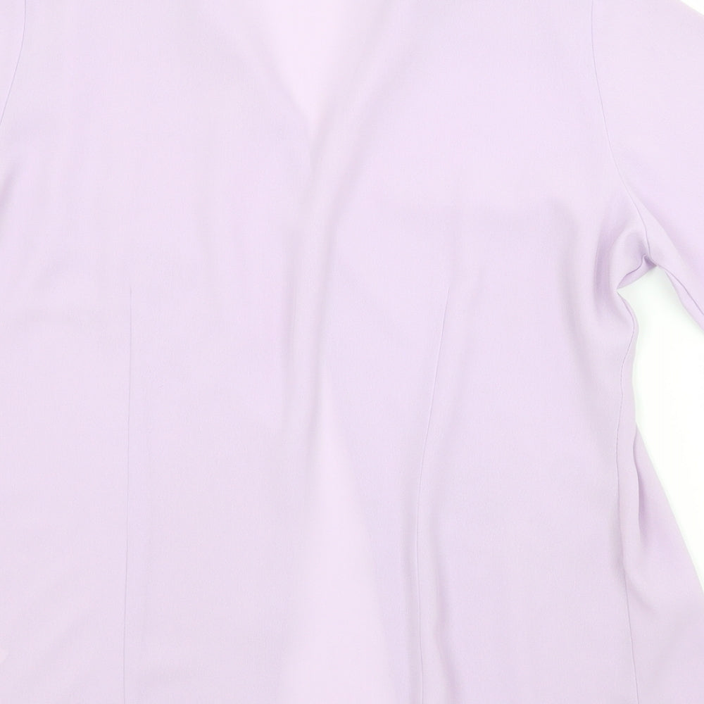M&S Womens Purple Floral Basic Button-Up Size 10