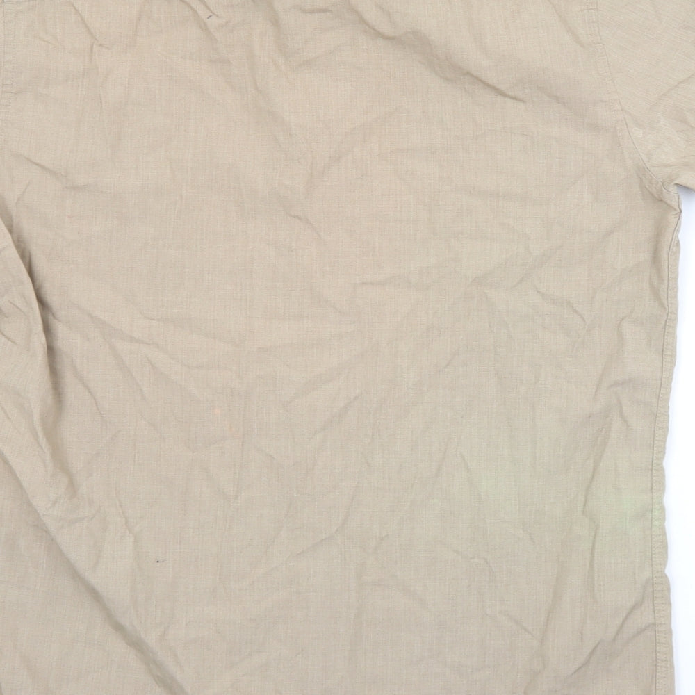 Mens UK Size M Topman Brown Button-Up Short Sleeve Casual Shirt