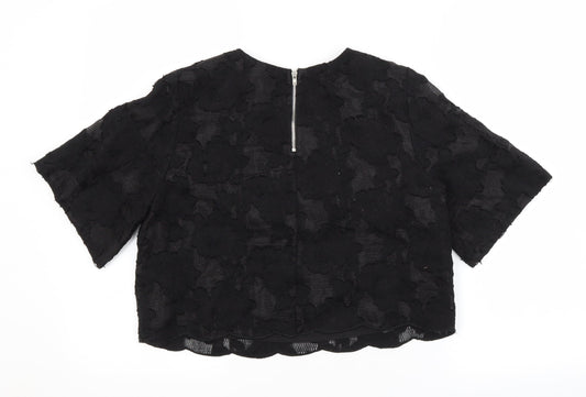 Back view of Forever 21 women’s black floral basic blouse, size M