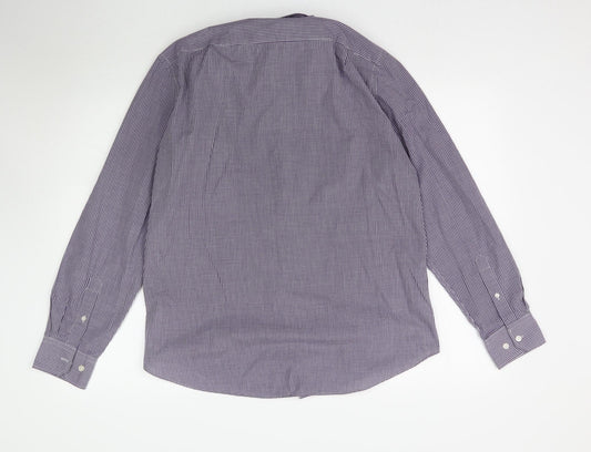 George Mens Purple Plaid Button-Up Size 16