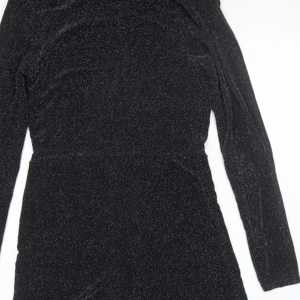 Boohoo Womens Black Polka Dot Playsuit One-Piece Size 10