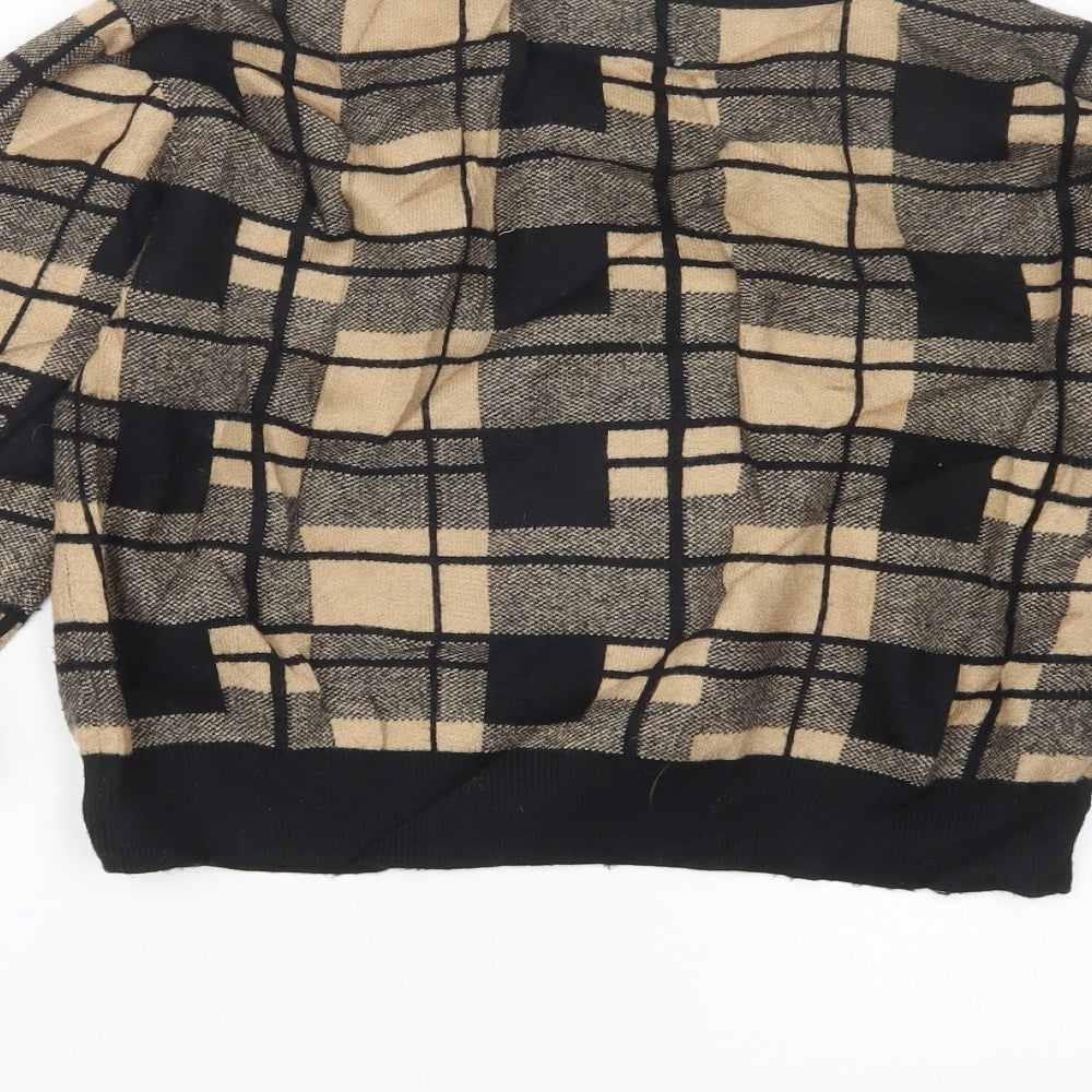 Primark Womens Beige Check Knit Pullover Jumper Size 12