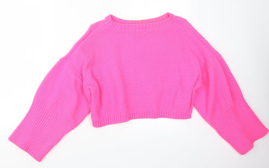 I SAW IT FIRST Womens Pink Knit Pullover Jumper Size S