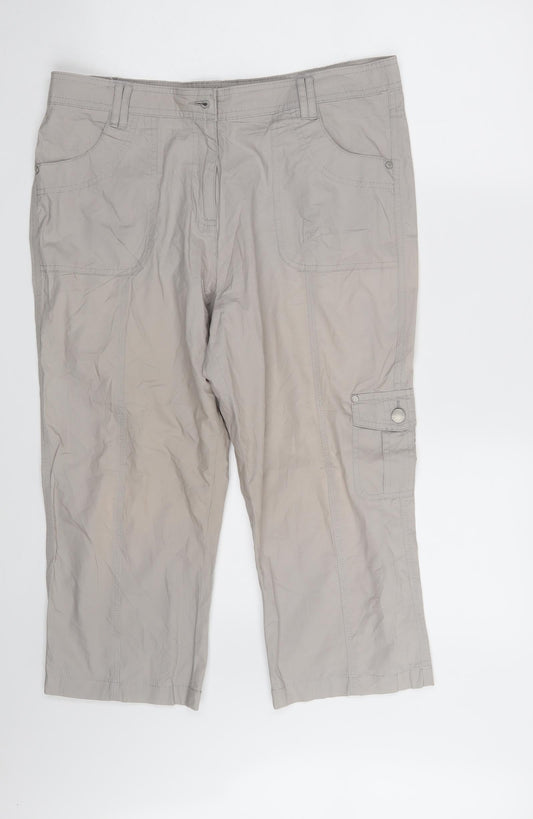 Additional front view of Bexleys women’s grey cropped trousers, size UK 34, in, 21-inch leg