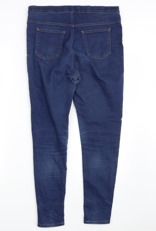 Back view of Marks & Spencer women’s blue denim jegging jeans one, size UK, 27-inch leg