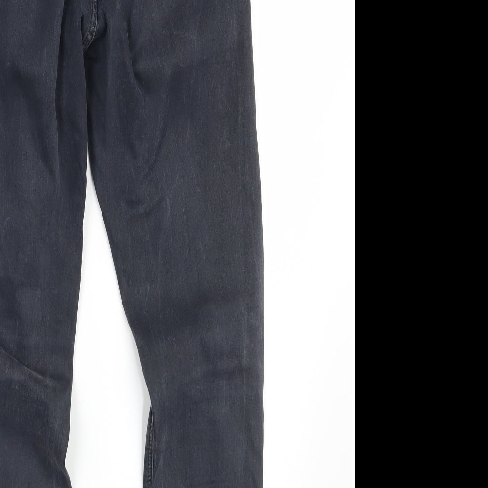 Brand and care label for Topshop women’s black denim skinny jeans, size UK 30, in, 30-inch leg
