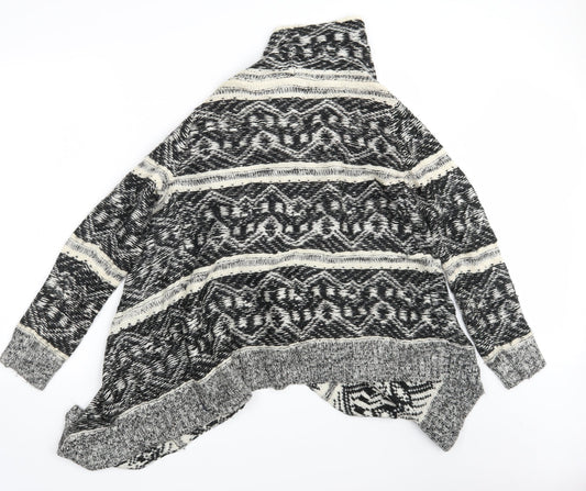 Cotton On Womens Black Argyle/Diamond Knit Wrap Jumper Size S