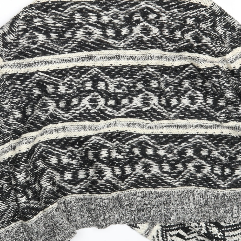 Cotton On Womens Black Argyle/Diamond Knit Wrap Jumper Size S